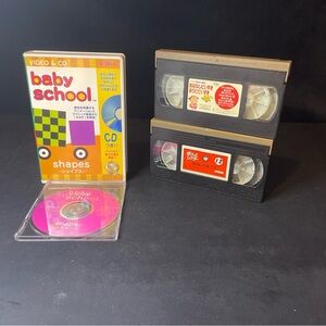 Lot of Japanese VHS Media for babies Baby School Shapes Video & CD Set